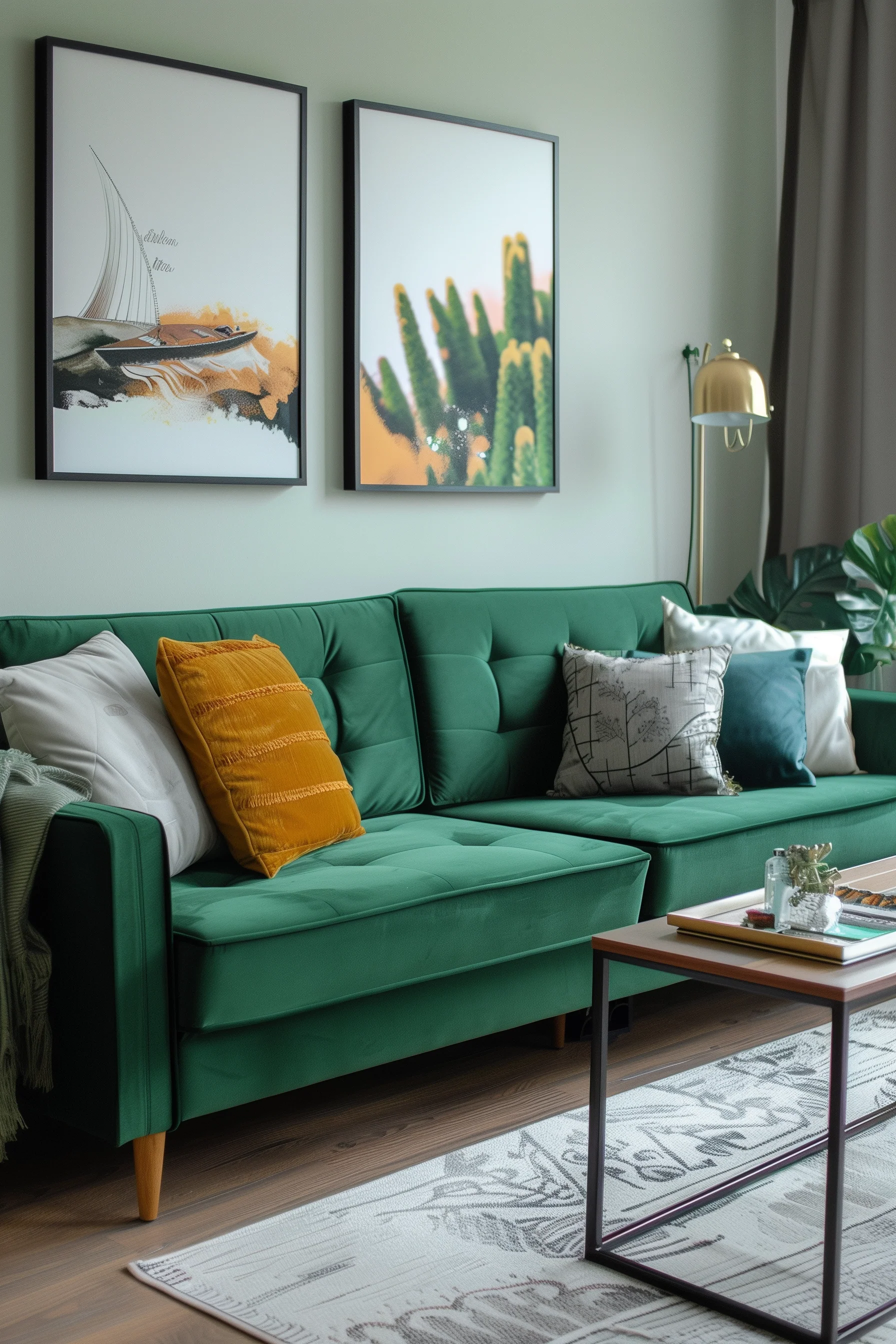 Green Sofa Bed In Living Room Design Ideas
