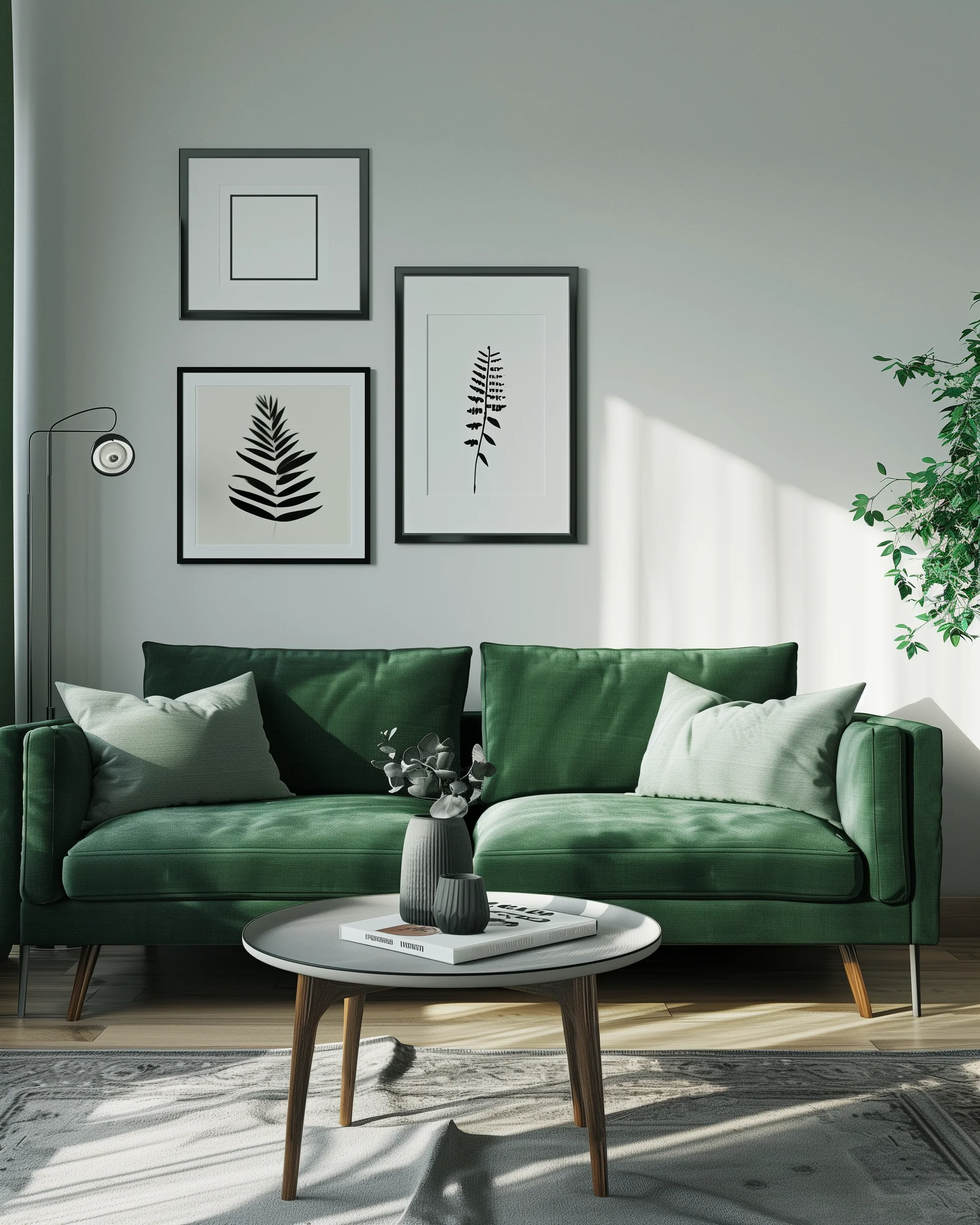 Forest Green Sofa In Living Room Design Ideas