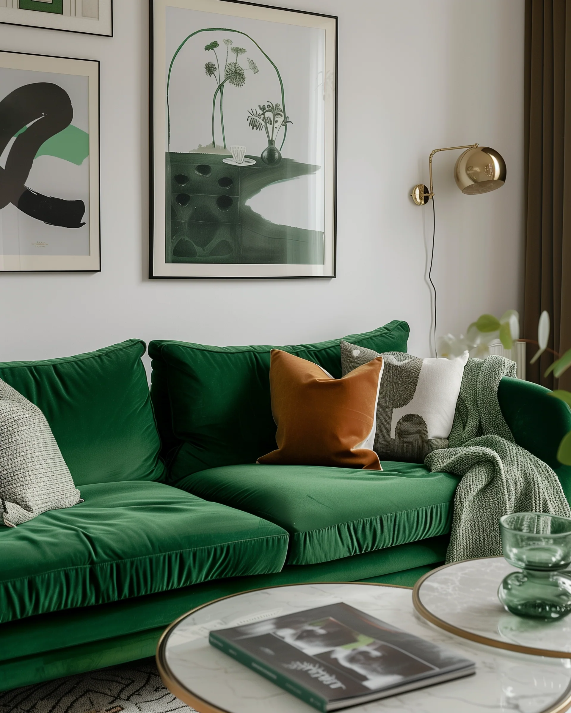 Emerald Green Sofa In Living Room Design Ideas