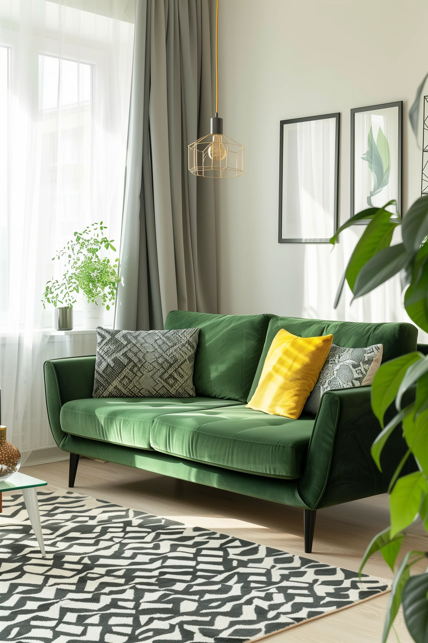 Small Green Sofa In Living Room Design Ideas
