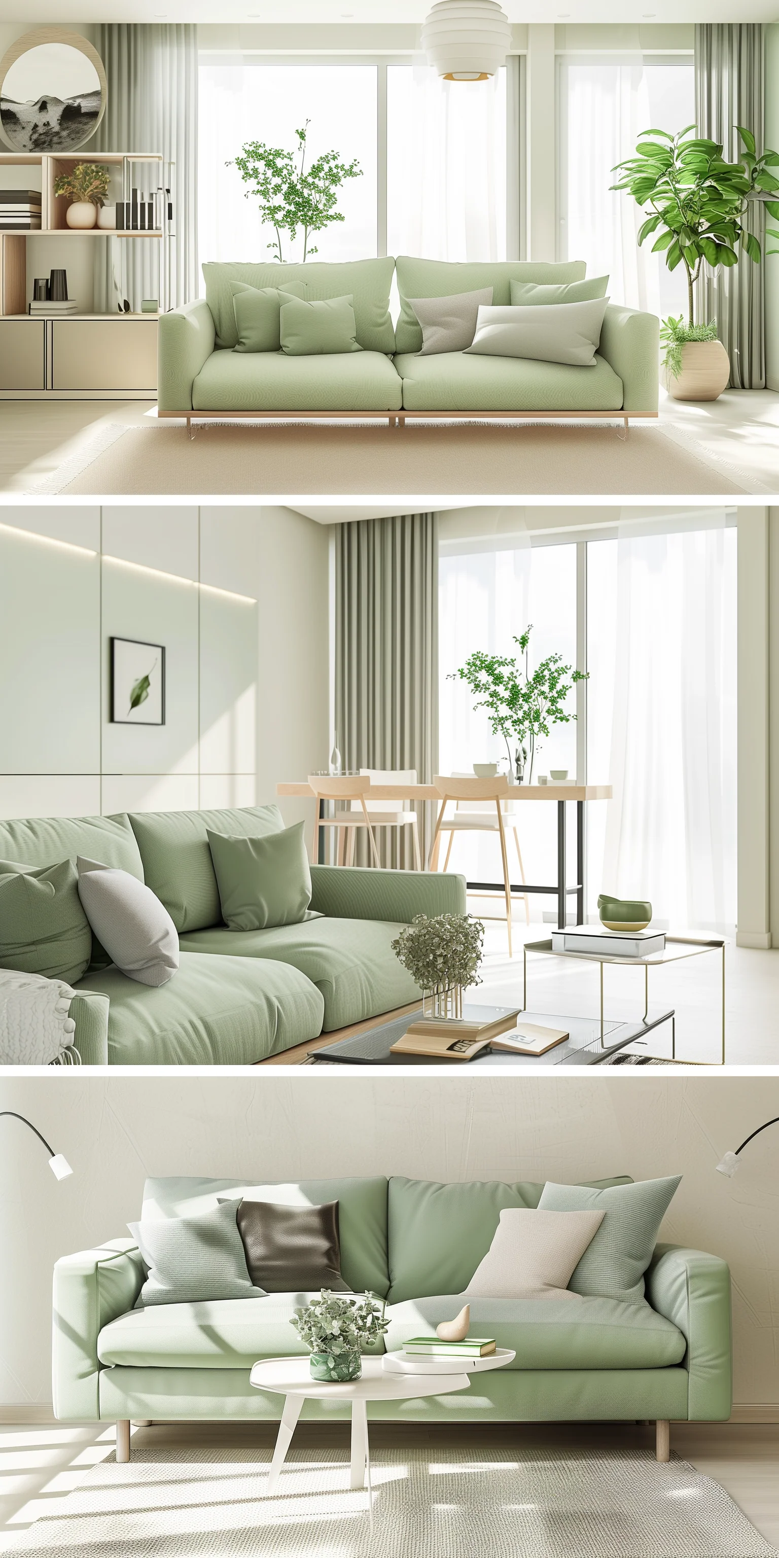 Light Green Sofa In Living Room Design Ideas