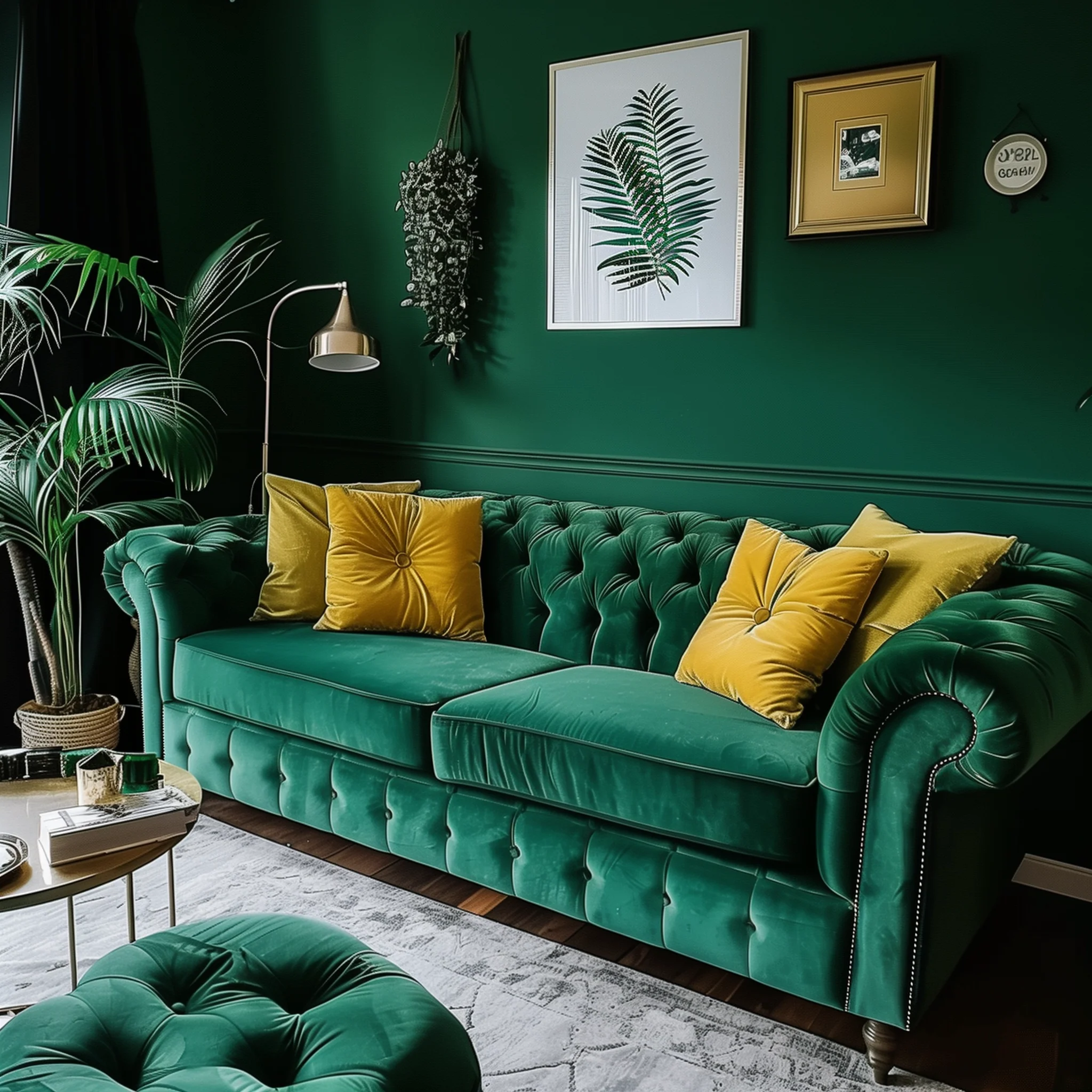 Aesthetic Green Sofa In Living Room Design Ideas