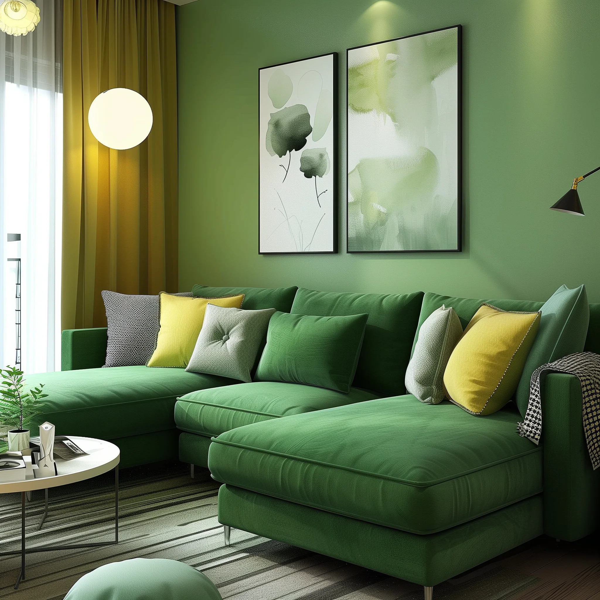 Green Sofa Set In Living Room Design Ideas
