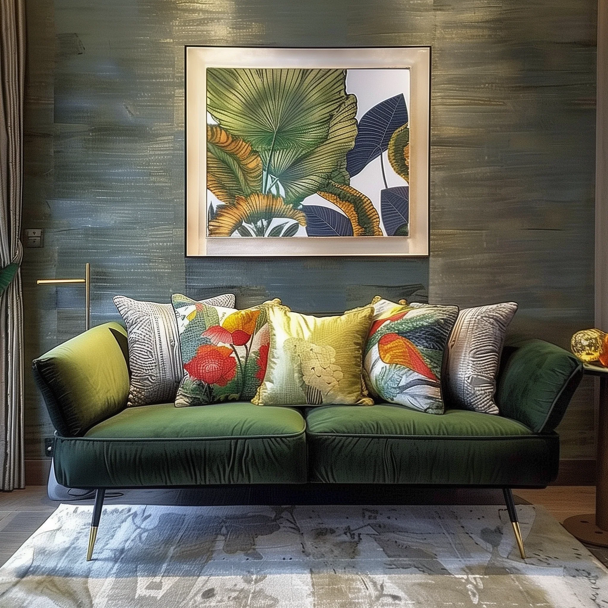 Khaki Green Sofa In Living Room Design Ideas