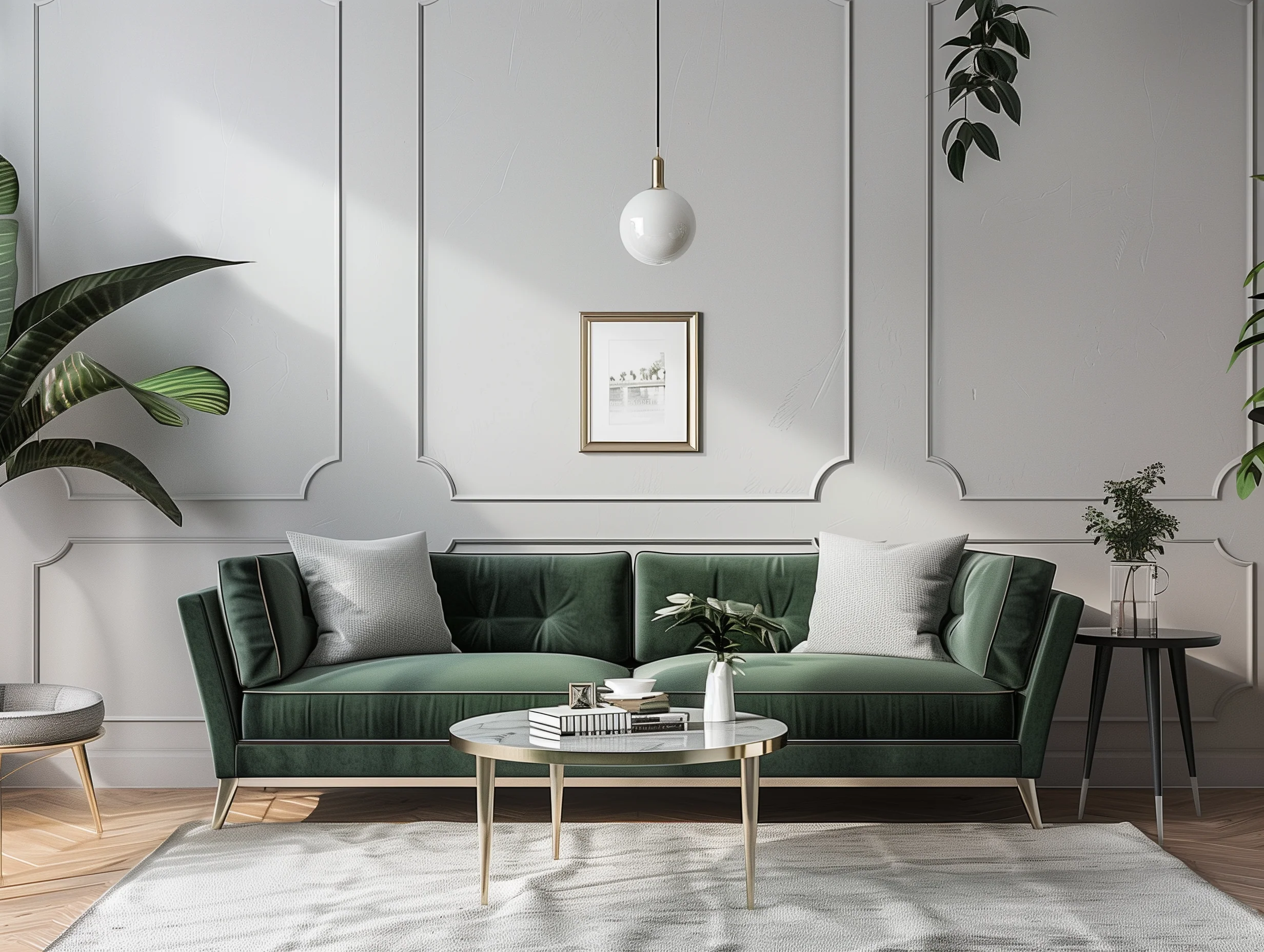 Modern Green Sofa In Living Room Design Ideas