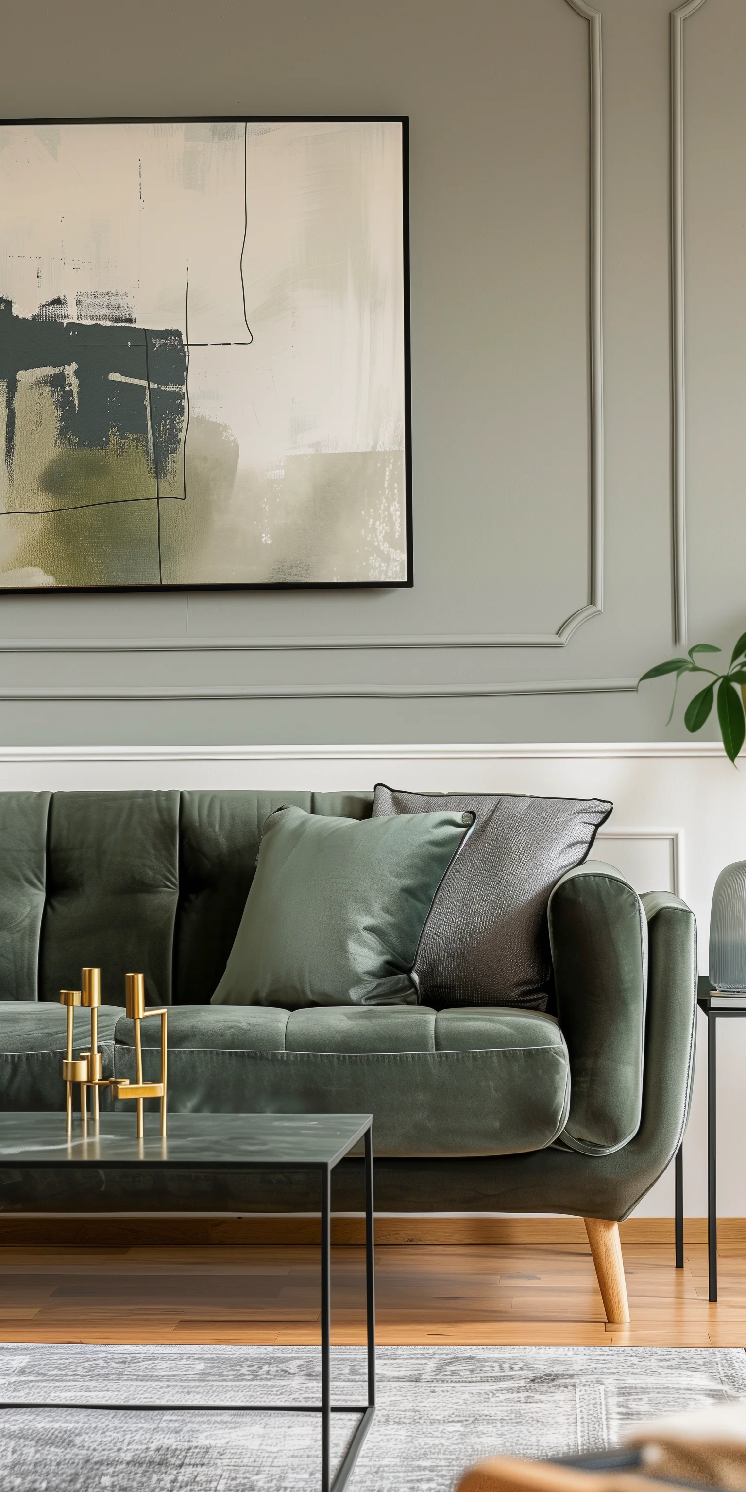 Grey Green Sofa In Living Room Design Ideas