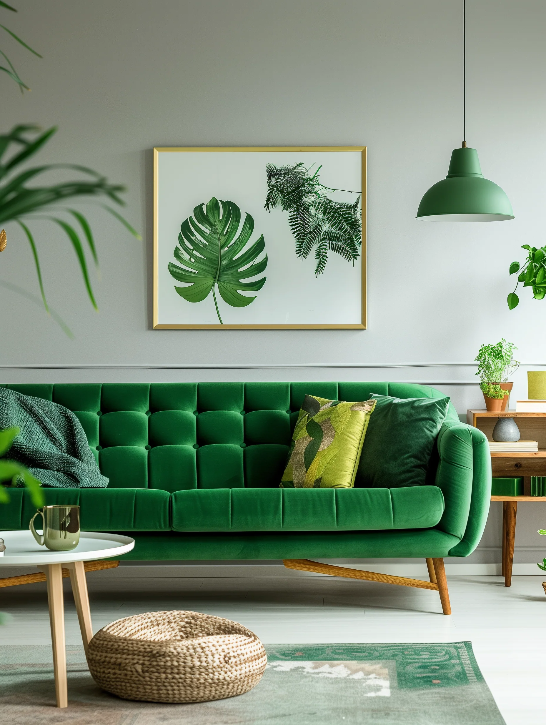 Chic Green Sofa In Living Room Design Ideas