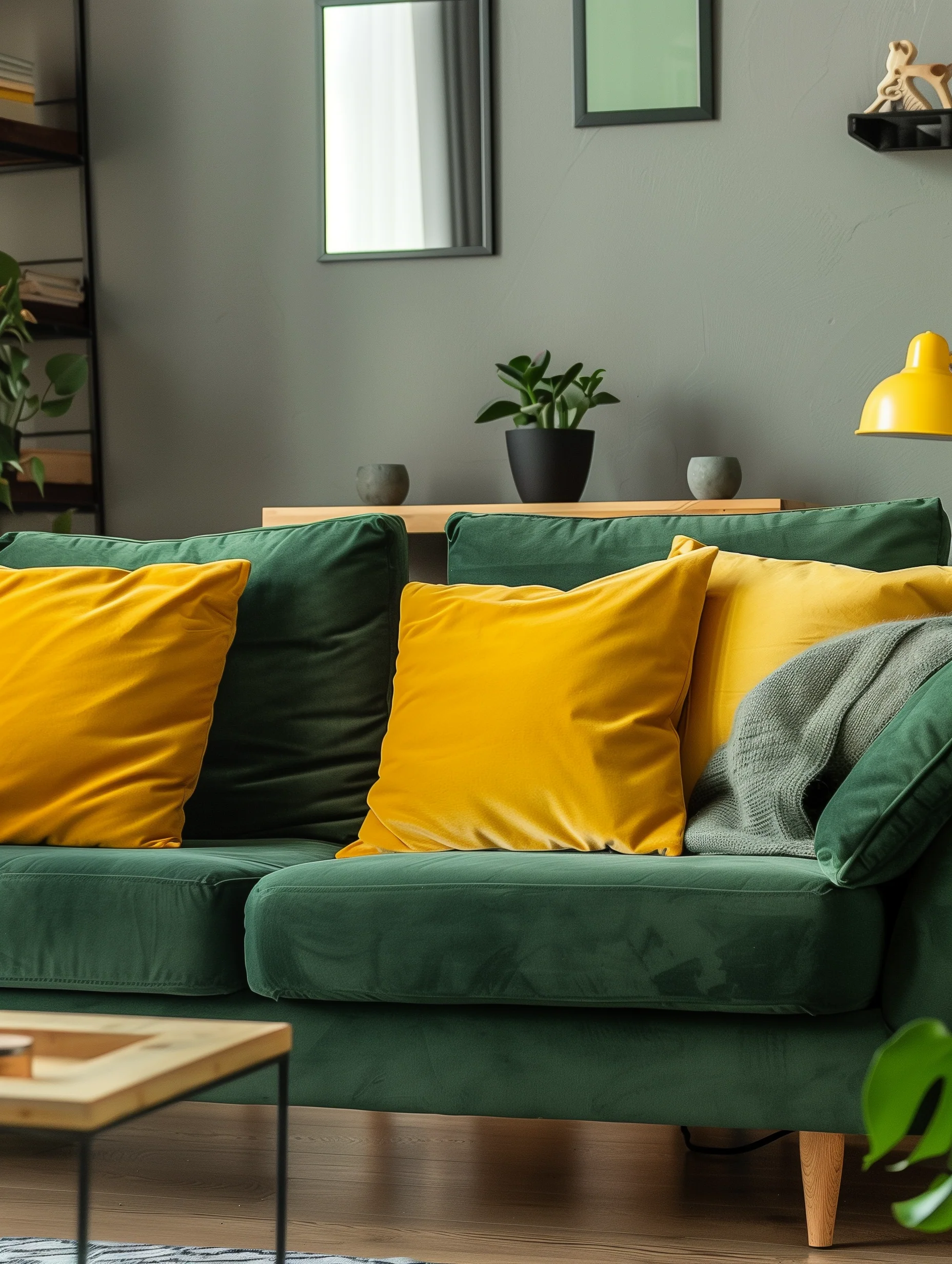 Yellow Green Sofa In Living Room Design Ideas
