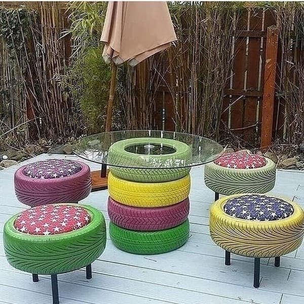 idées de jardin de pneus