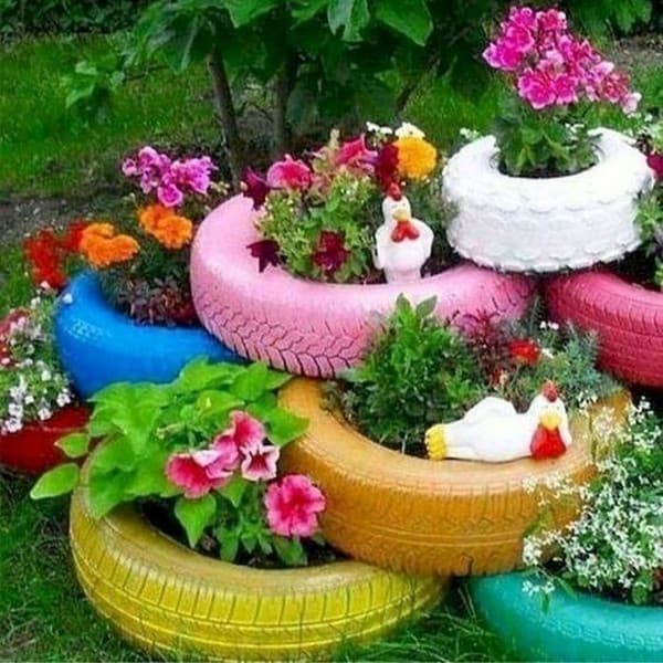 idées de jardin de pneus