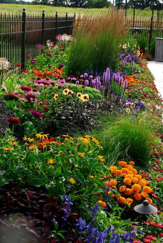 décoration de parterre de fleurs devant la maison