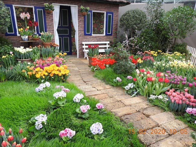 beaux parterres de fleurs