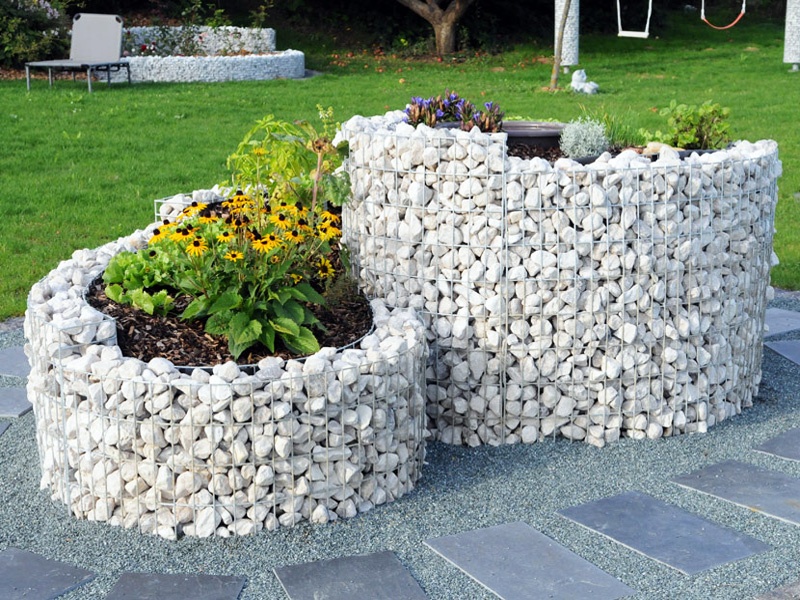 Gabion dans le jardin