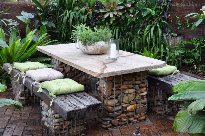 Gabion dans le jardin