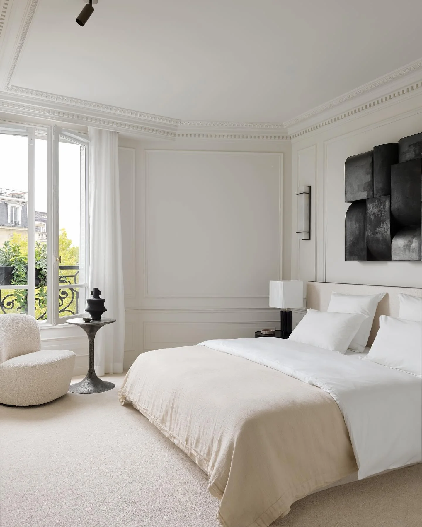 1. Parisian Minimalism Meets Light-Filled Elegance (Sunroom Bedroom Ideas)