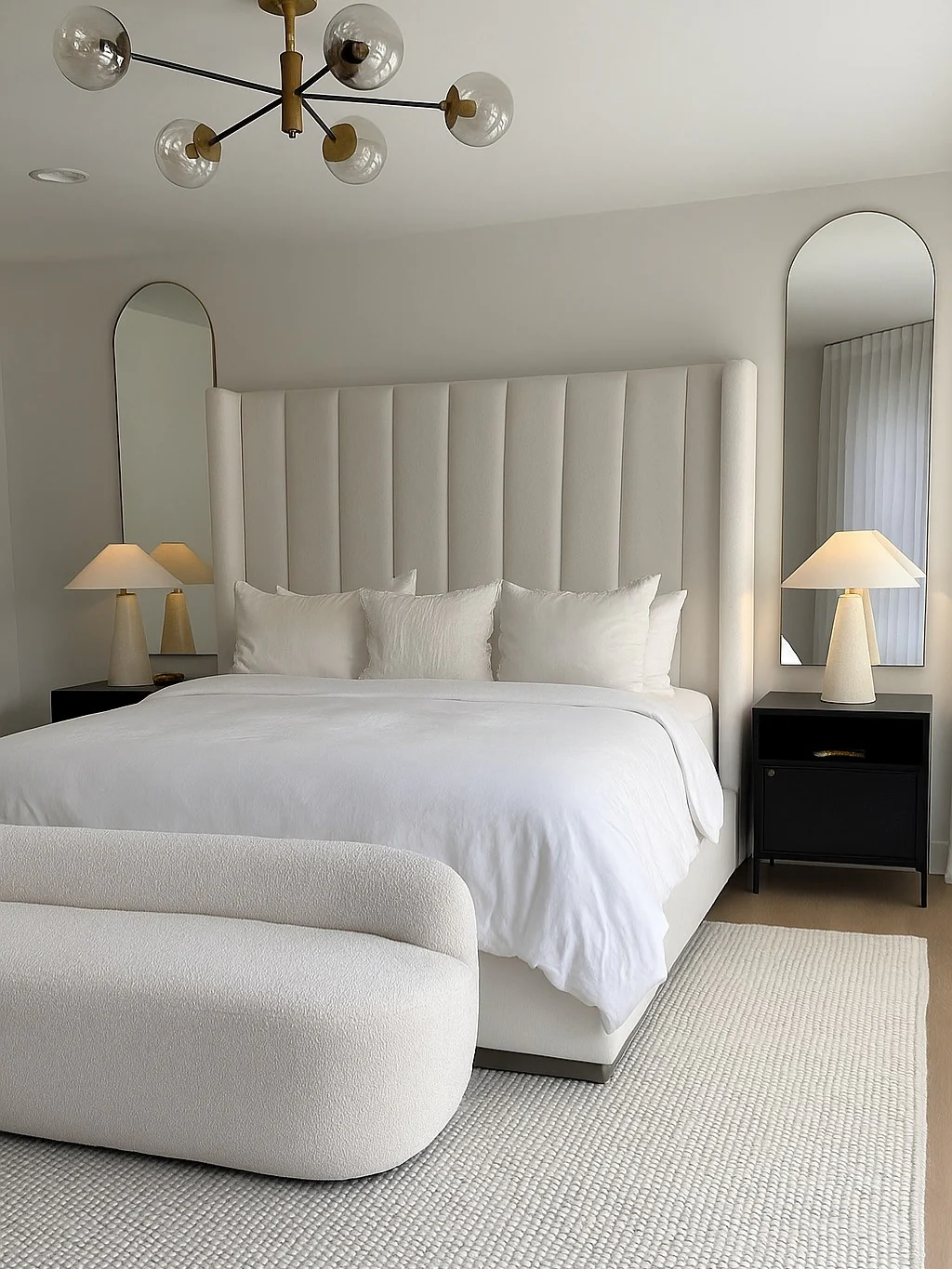 1. Modern Parisian Elegance in Ivory and Black (European Style Bedroom Ideas)