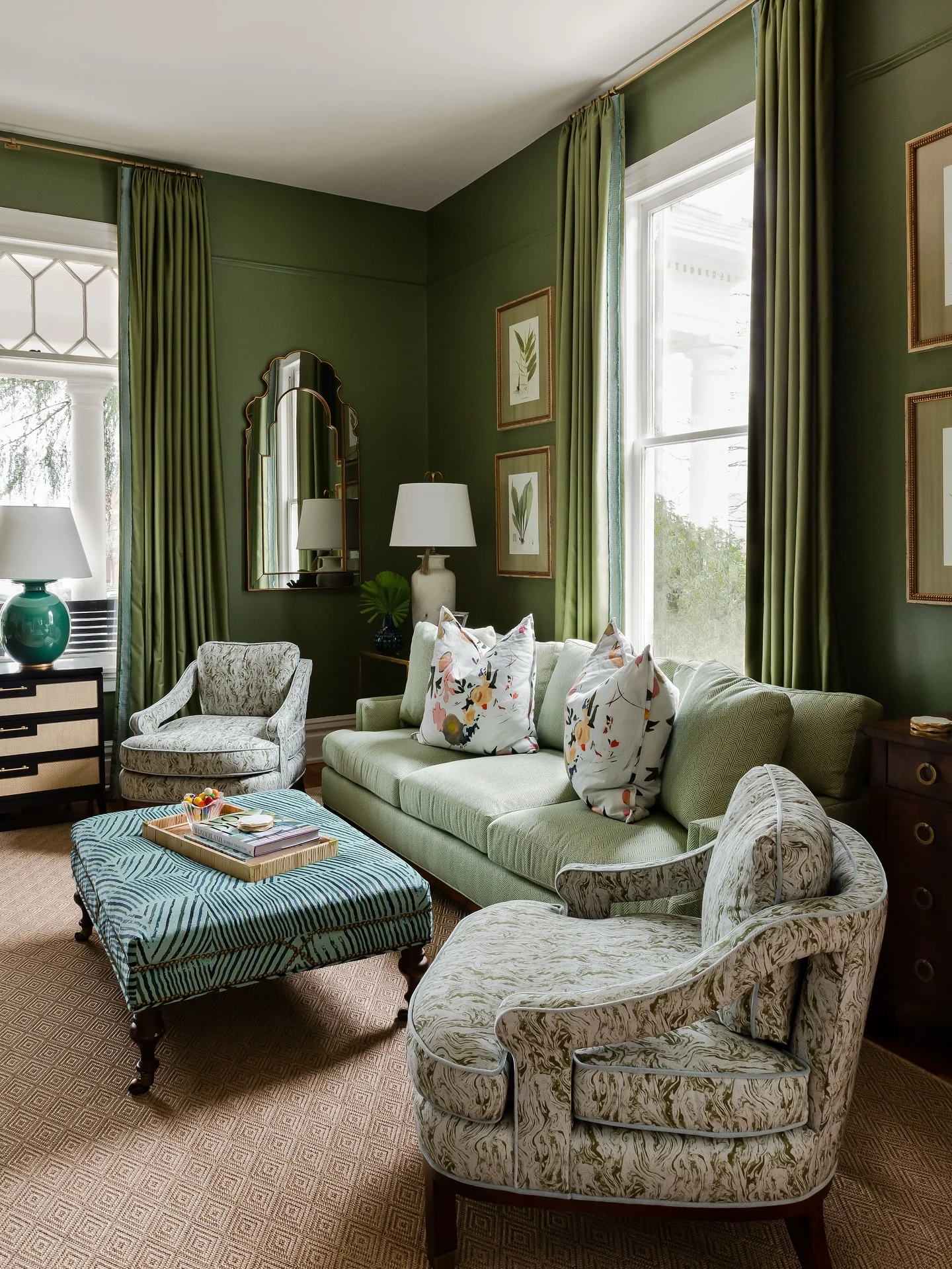 1. Timeless Green Elegance (Living Room Corner Ideas)