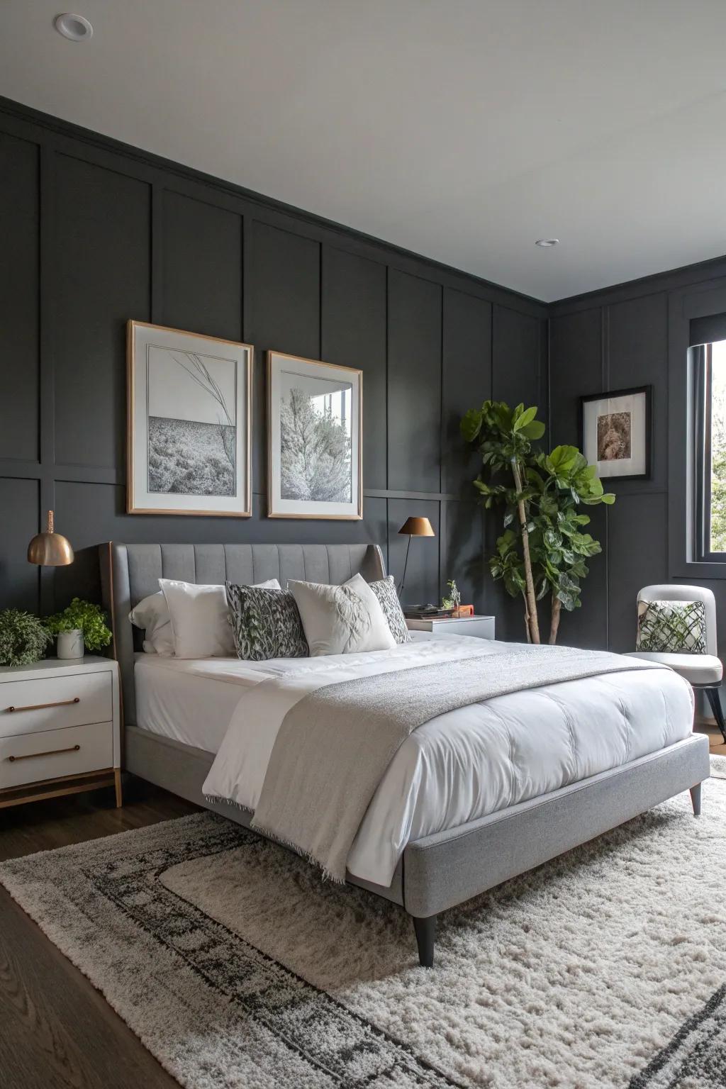 Charcoal gray offers a sleek and sophisticated backdrop.