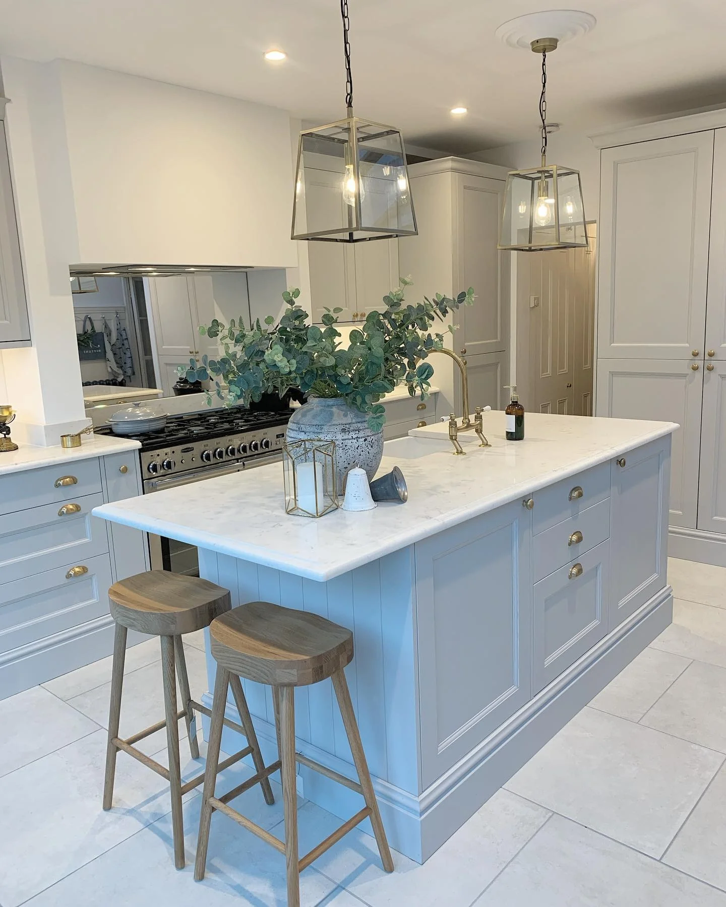 1. Soft Dove Elegance with Brass Accents (Grey Kitchen Ideas)