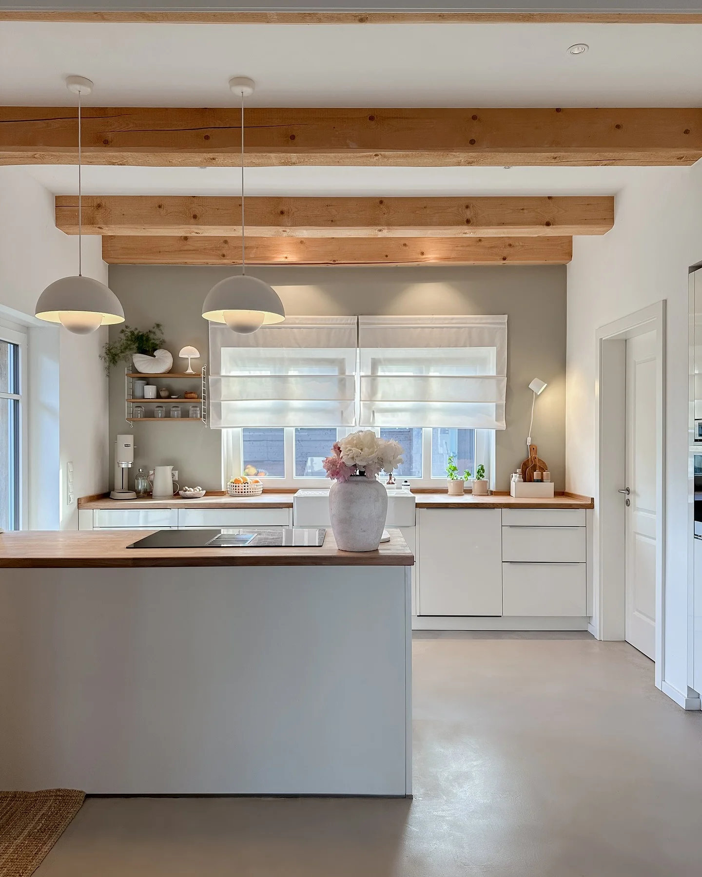 1. Scandi-Modern Kitchen with Exposed Beams and Neutral Warmth (Modern Kitchen Ideas)