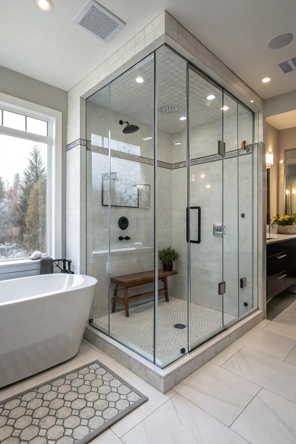 Steam showers offer a spa-like experience at home.