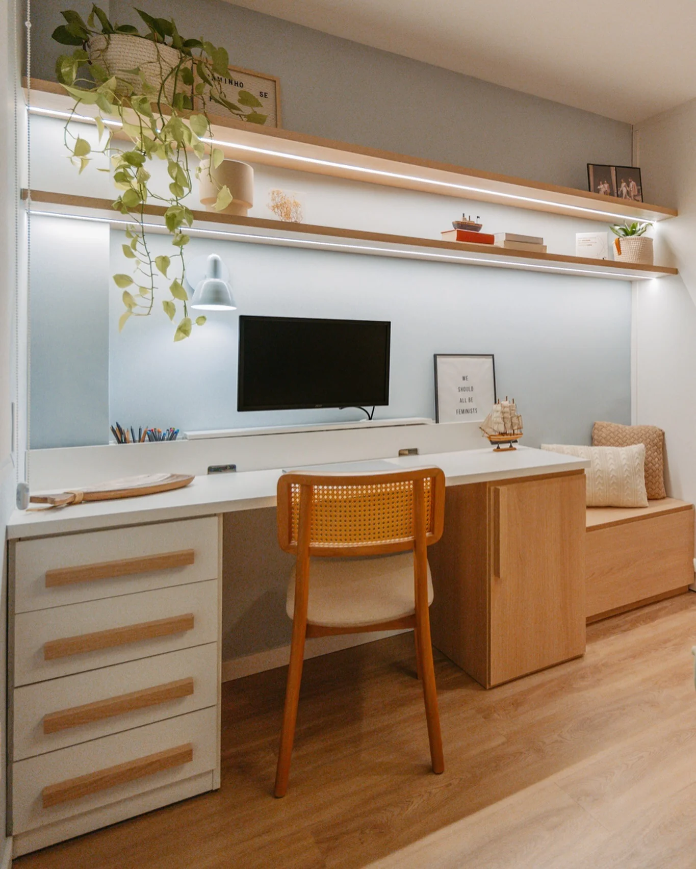 1. Clean-Lined Workspace with Scandinavian Touches (Simple Home Office Ideas)