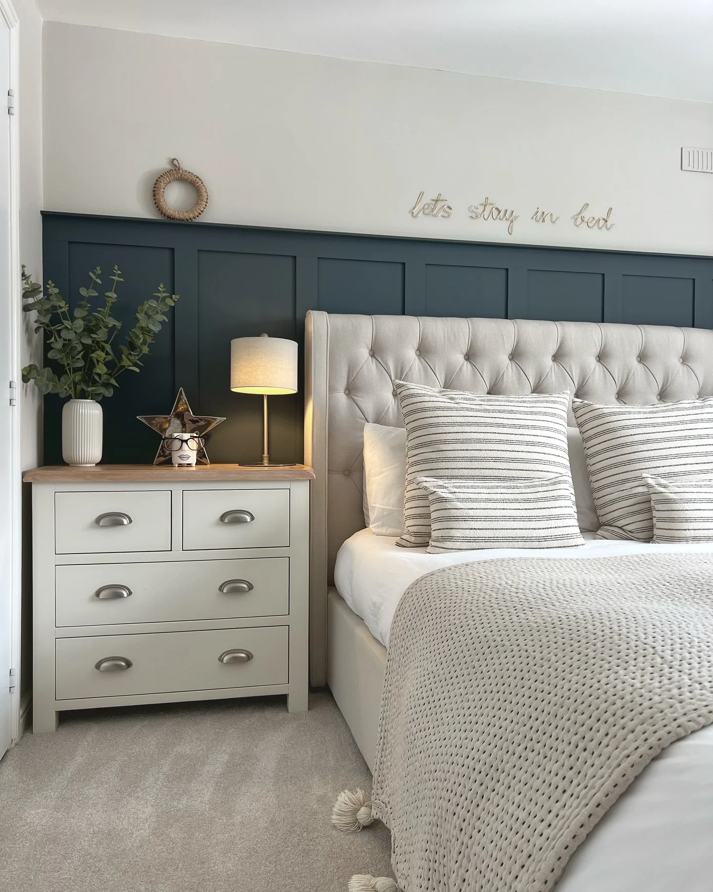 1. Soft Neutrals with Classic Paneling (Hotel Style Bedroom Ideas)