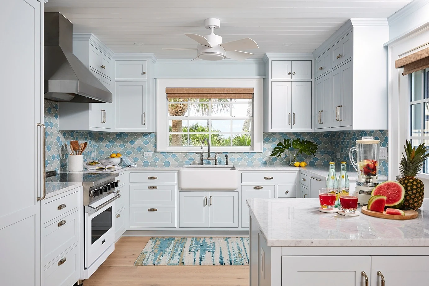 1. Coastal Breeze Kitchen in Soft Blue and White (Beachy Kitchen Ideas)