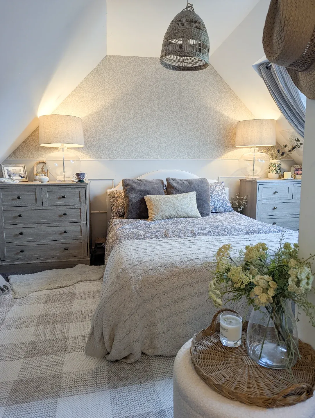 7. French Grey & Soft Blue Attic Cottage (Cottage Bedroom Ideas)