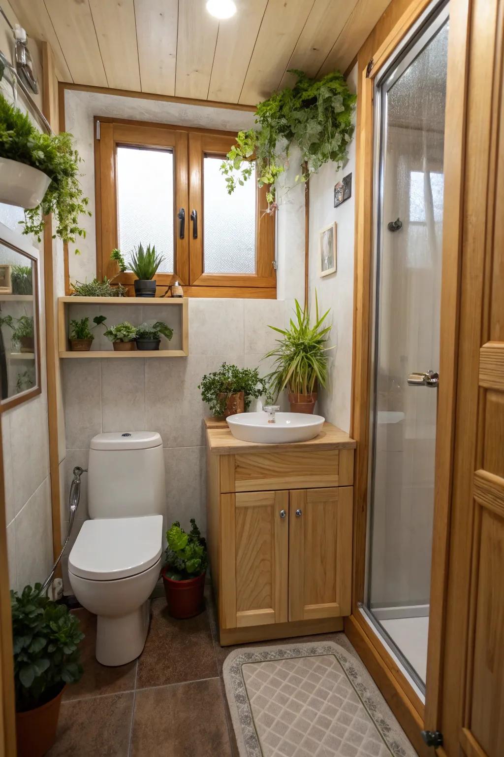 Natural elements such as flora possess the capacity to append warmth to your lavatory.