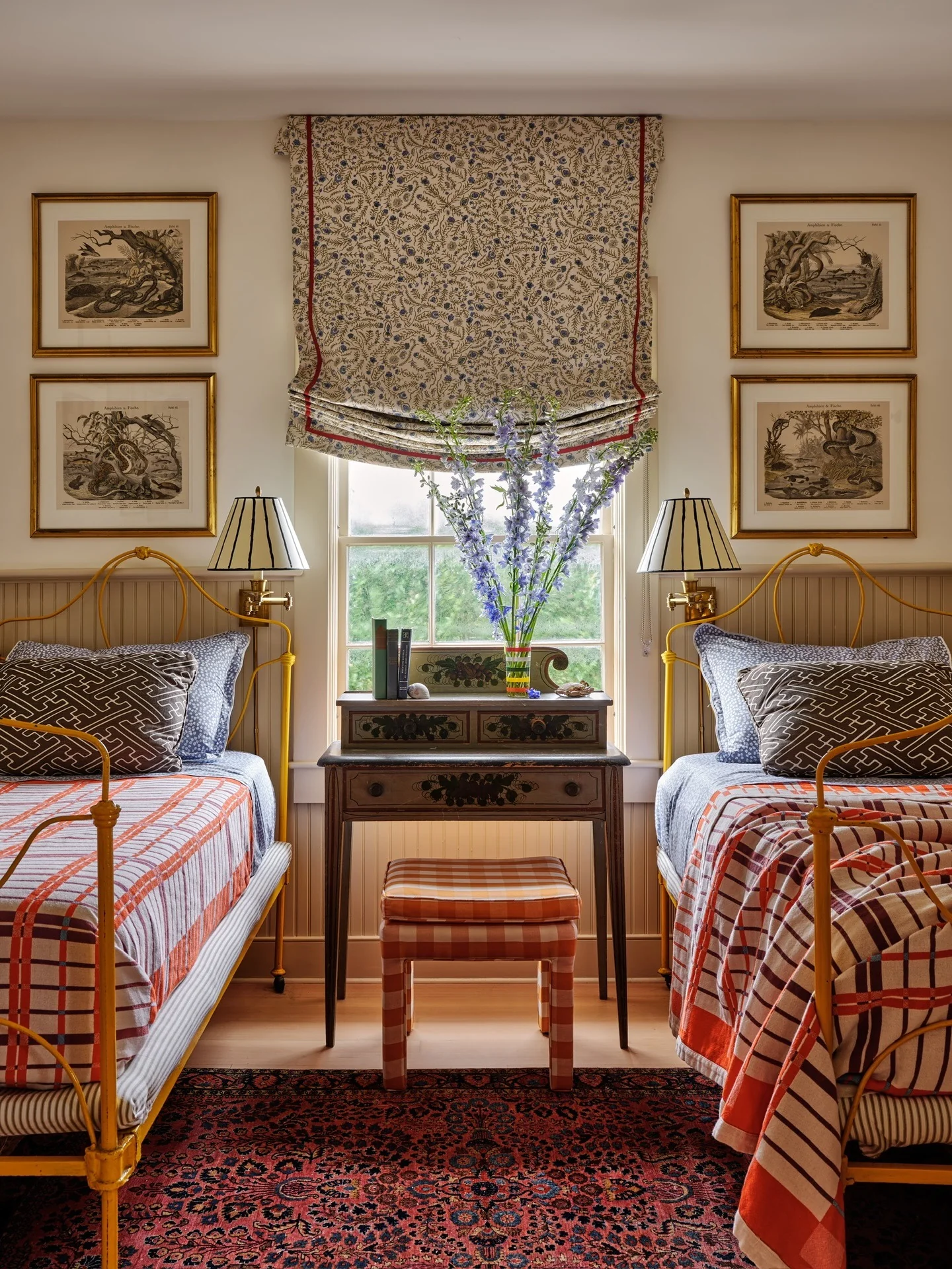 1. Classic Twin Study Nook in Mustard and Red (Bedroom Ideas with a Desk)