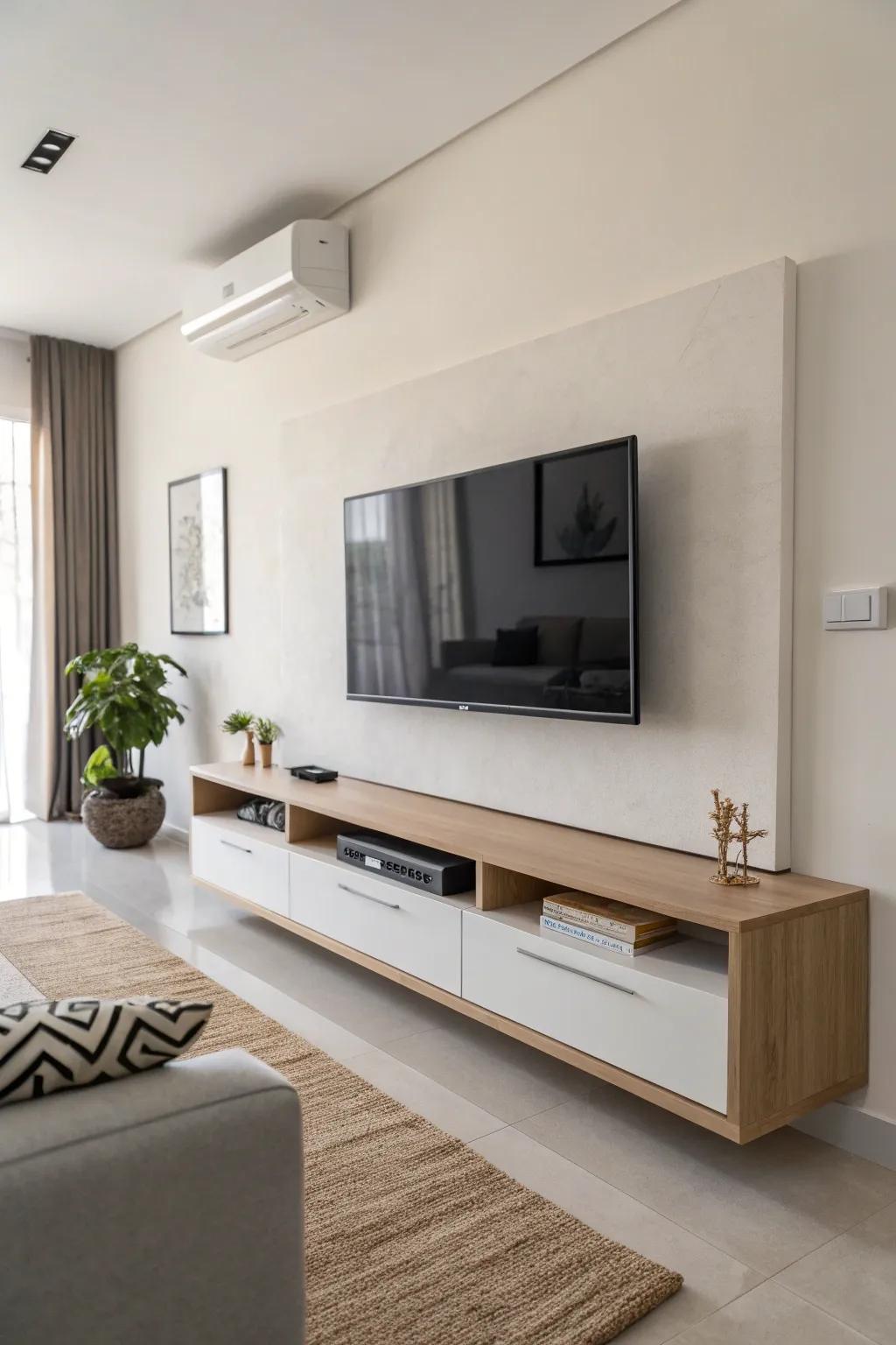 Floating consoles introduce an element of modernity and lightness.