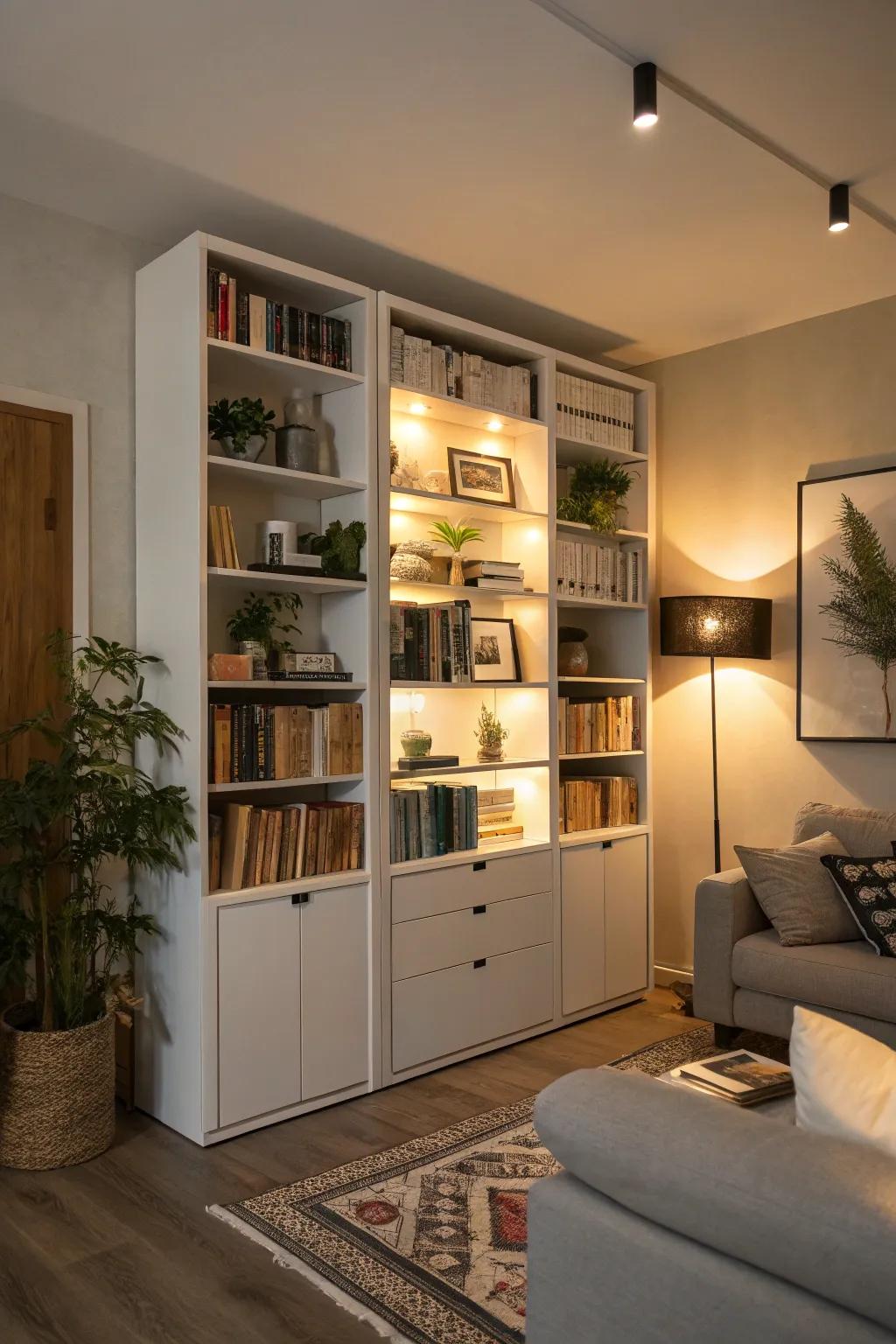 Vertical storage optimizes your space.