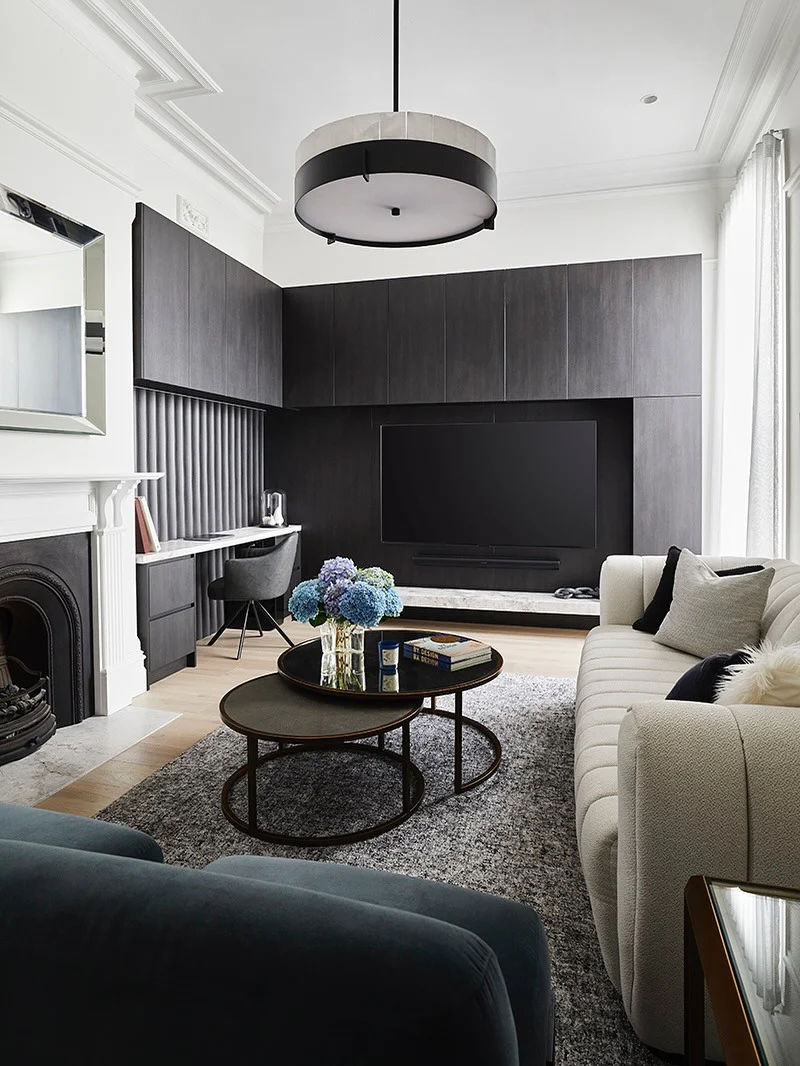 1. Moody Modern Living with Deep Charcoal Accents (Living Room Furniture Ideas)