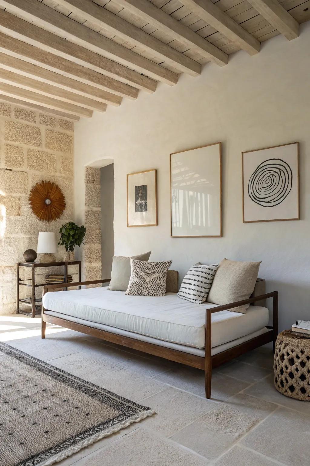 A minimalist daybed design emphasizing simplicity and elegance.