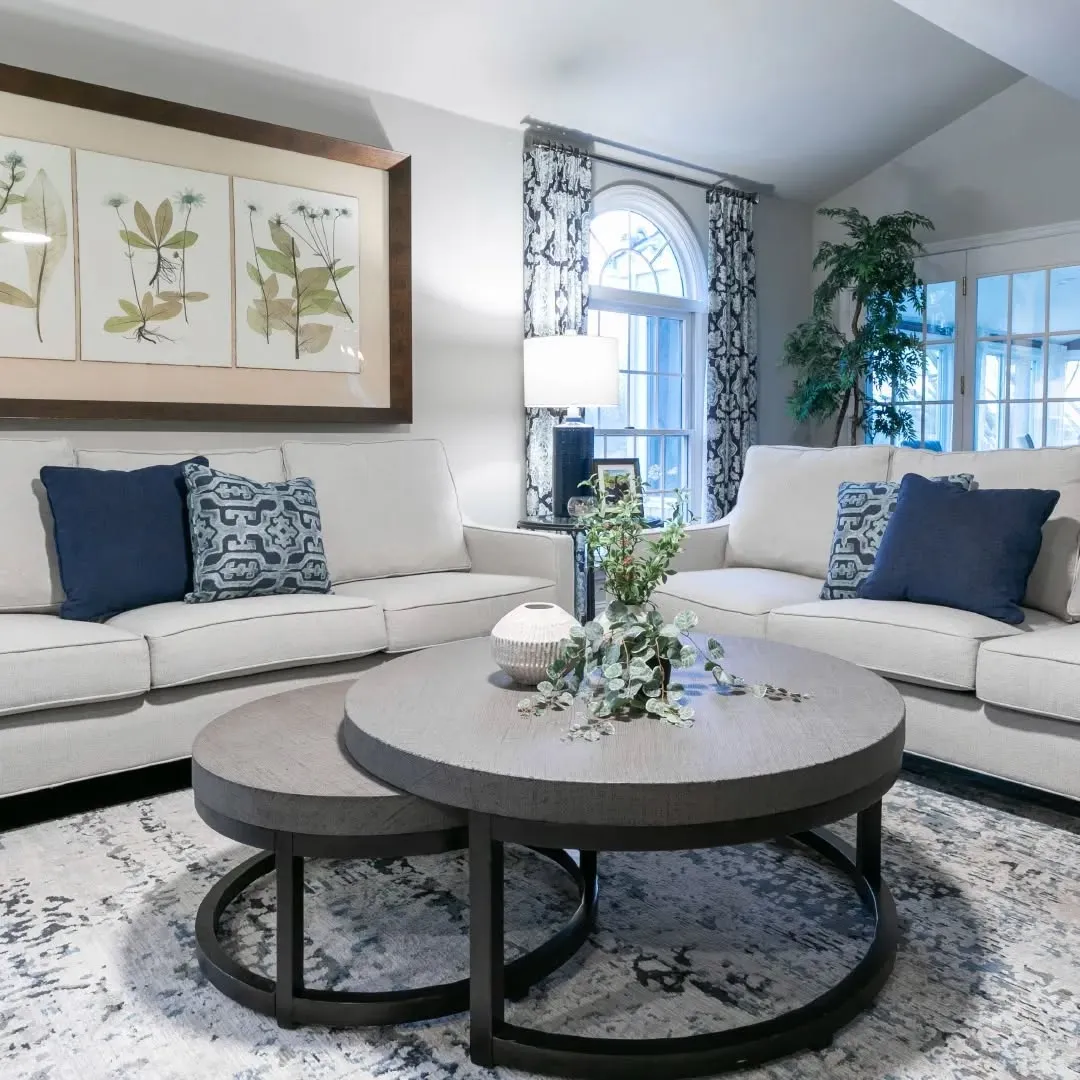 5. Soft Neutrals with Pops of Blue (Gray and Blue Living Room Ideas)