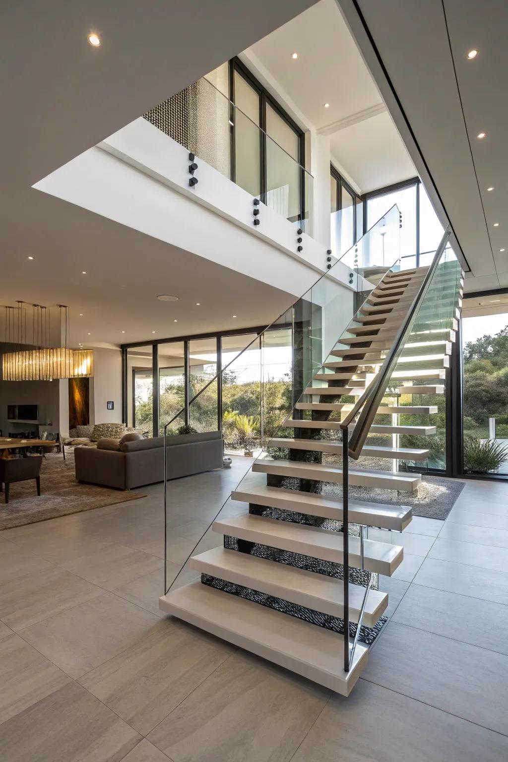 Floating staircases offer a blend of elegance and modernity.