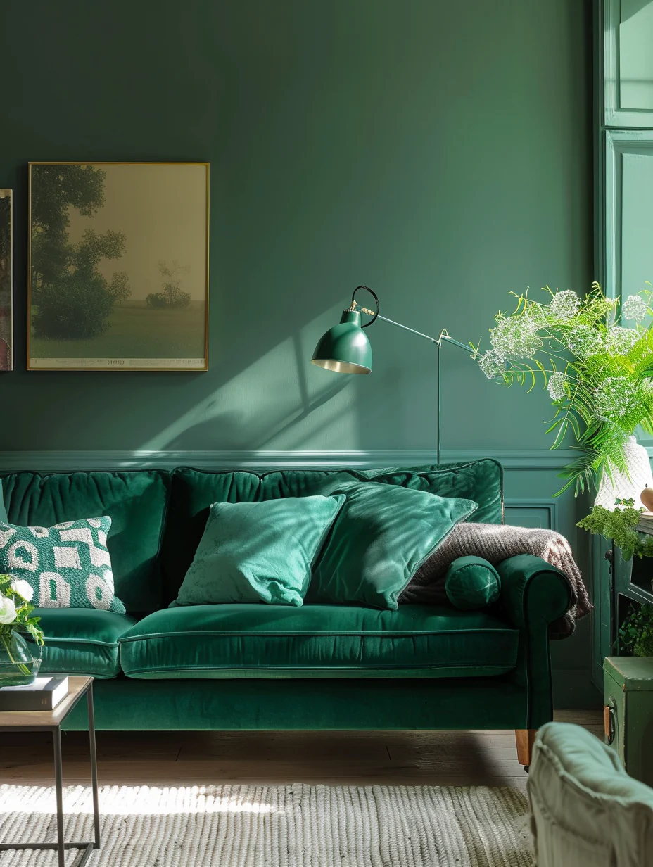 Modern Sofa Idea For Green Living Room Interior With Beautiful Daylight Glow Design and Decor Ideas