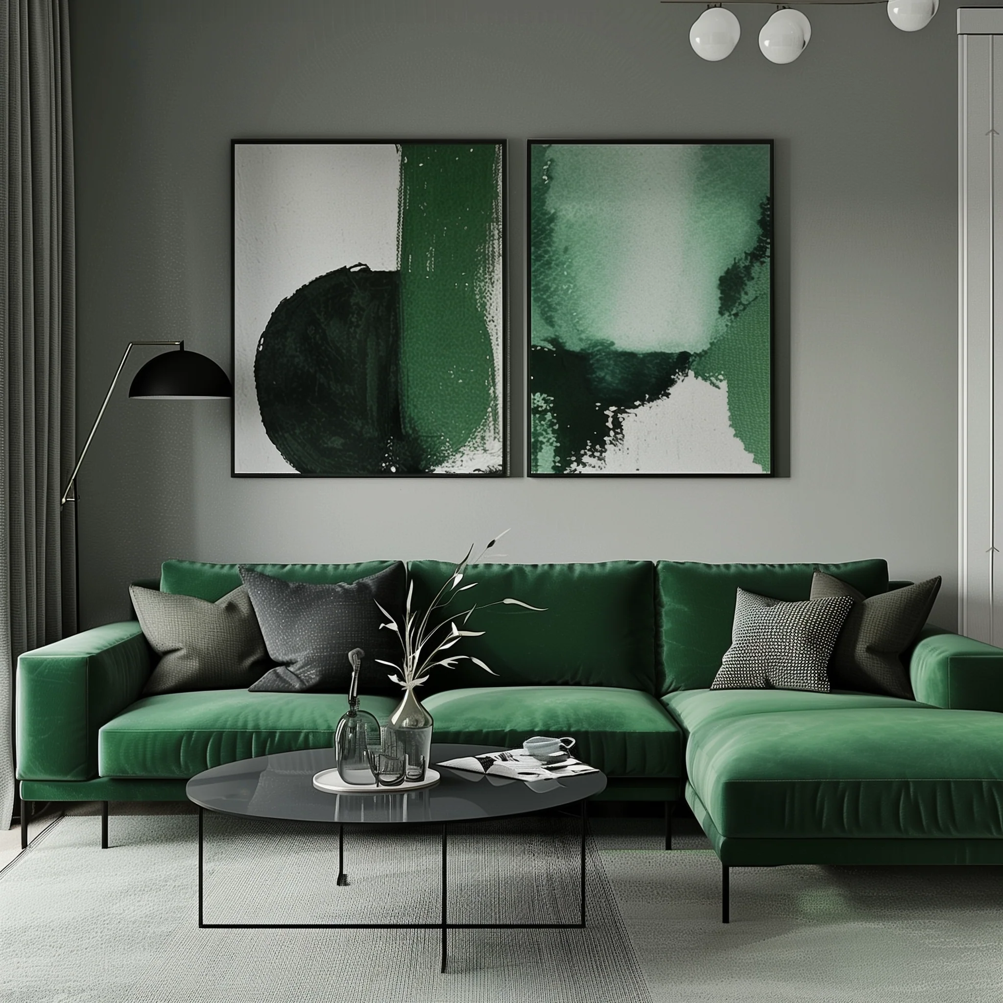 Interior Design With Green Sofa In Living Room Design Ideas