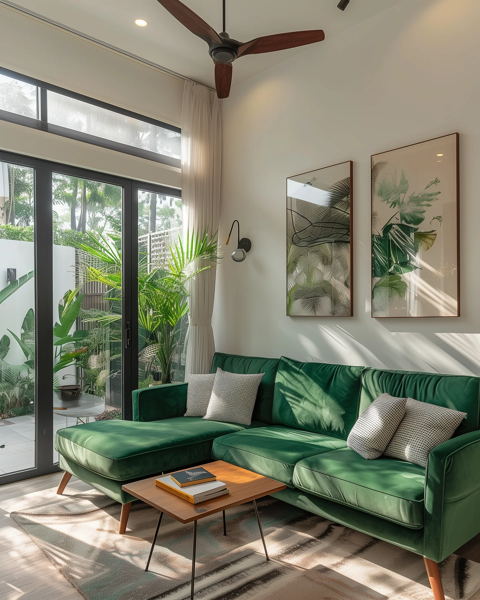 Home Décor With Green Sofa In Living Room Design Ideas