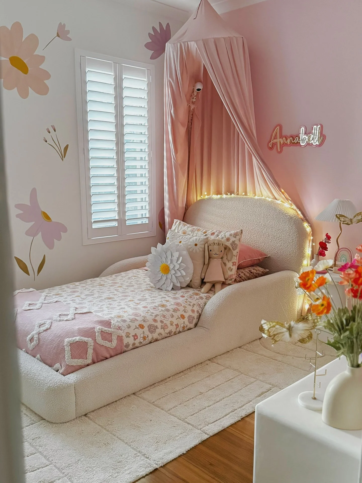 1. Blush Canopy Dream with Personalized Touch (childrens bedroom ideas)