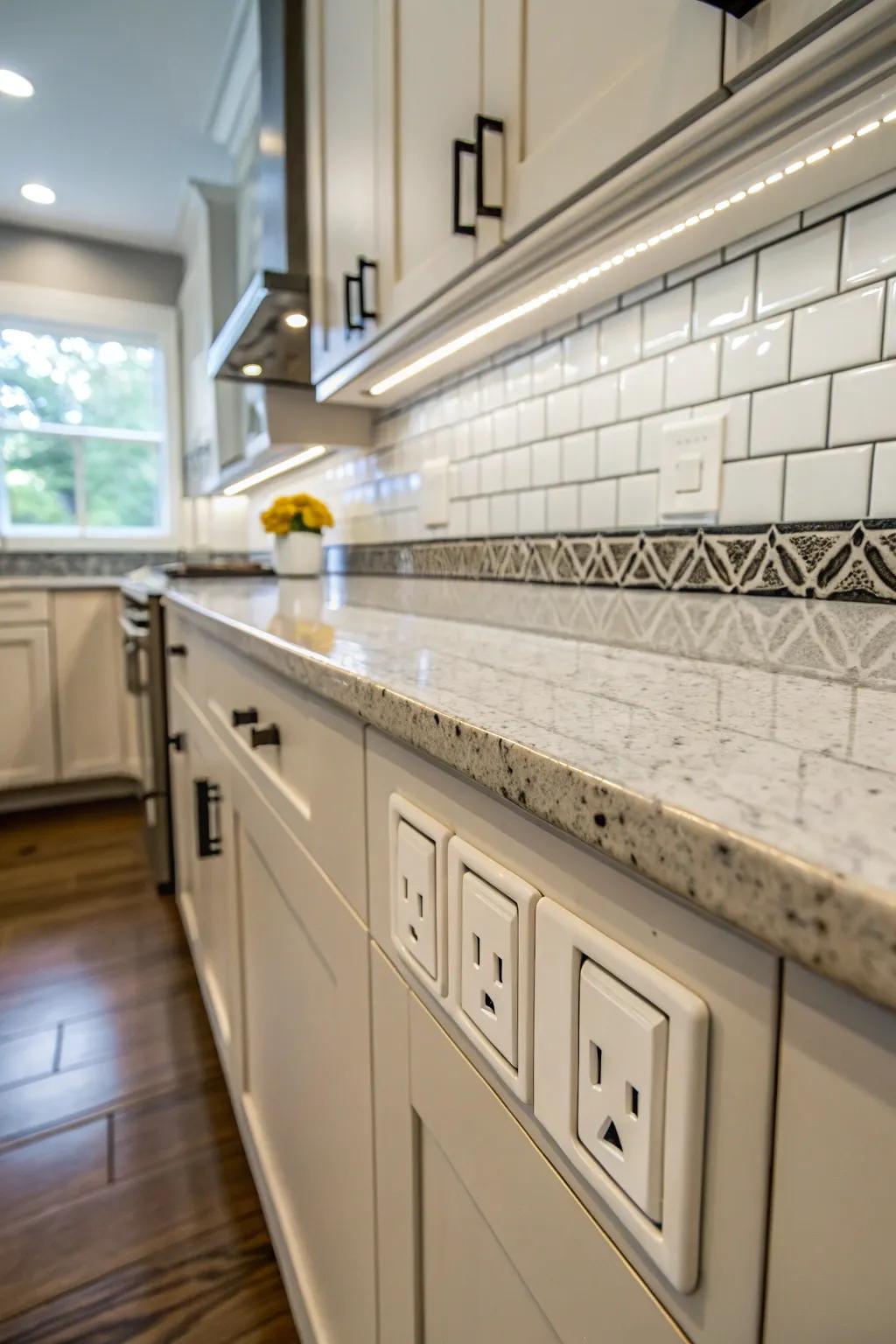 Refined finishes through integrated outlets.