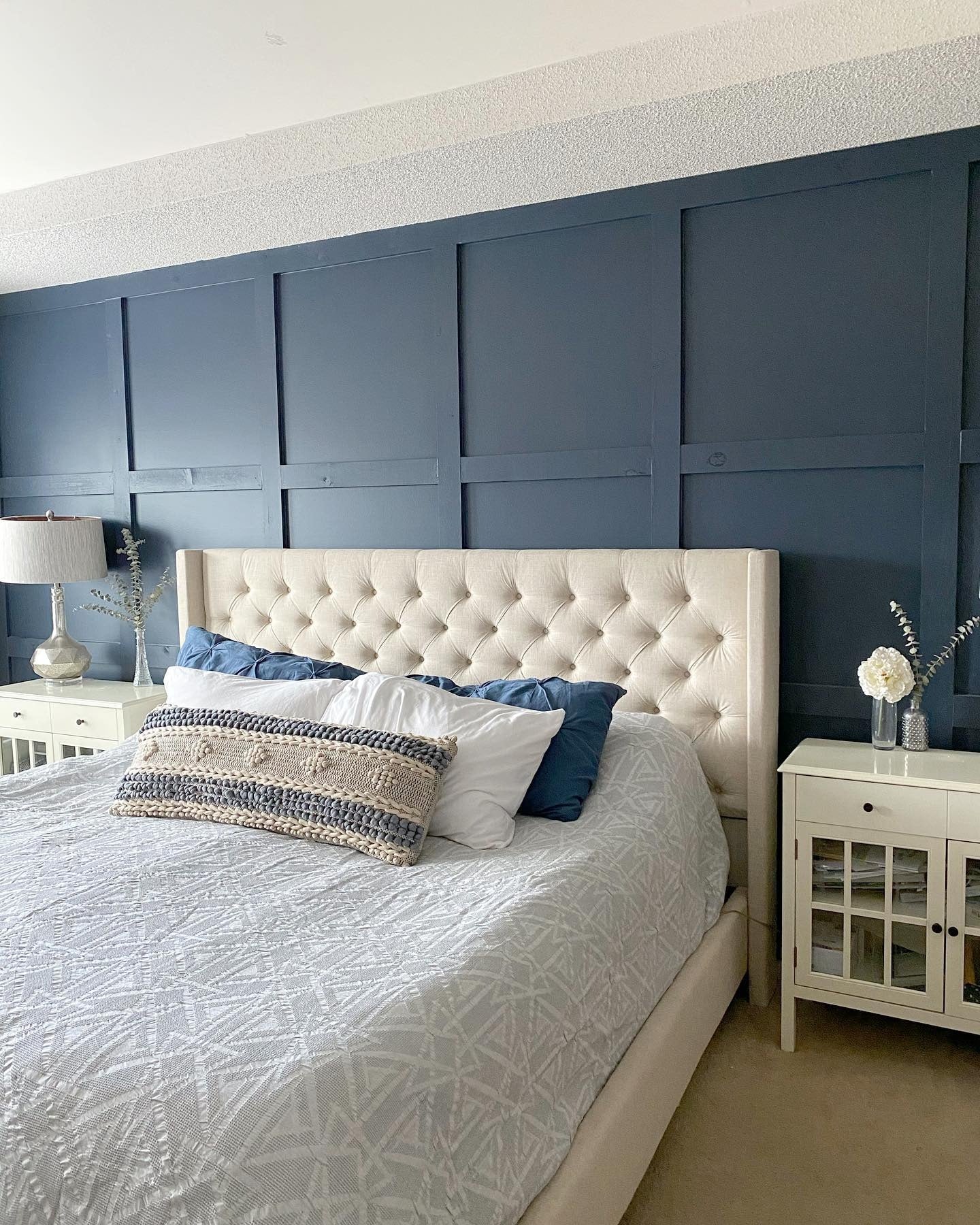 1. Classic Board and Batten Bedroom in Deep Blue (Adult Bedroom Ideas)