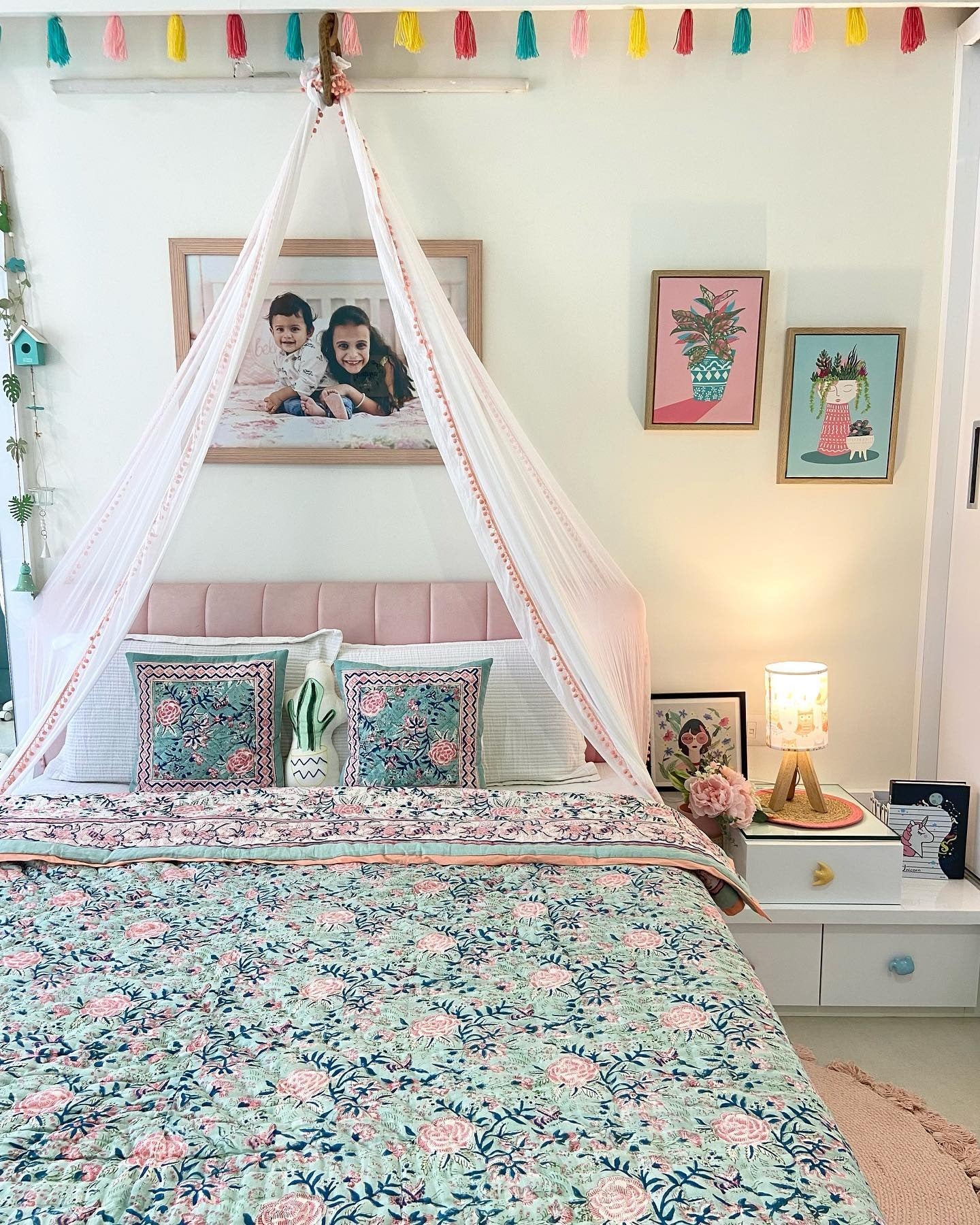 1. Whimsical Garden-Inspired Retreat (Pastel Bedroom Ideas)