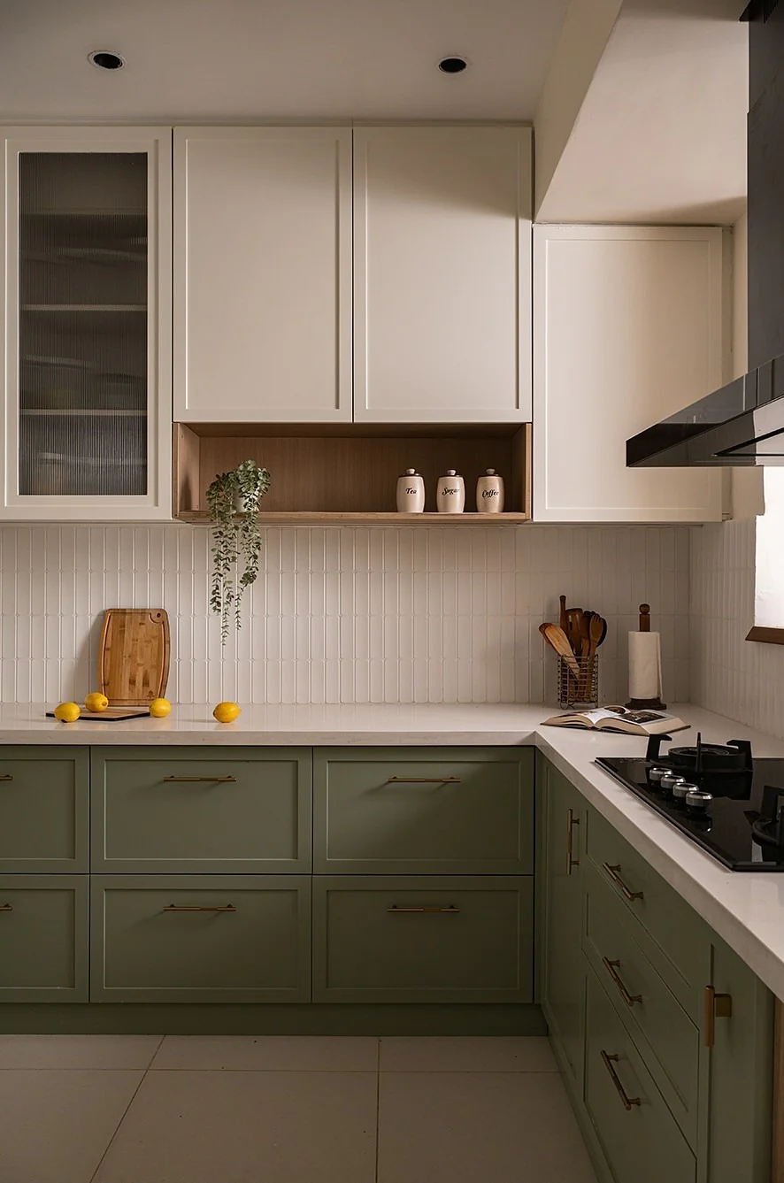 1. Sage Green & Cream: A Soft Modern Classic (Two Tone Kitchen Ideas)