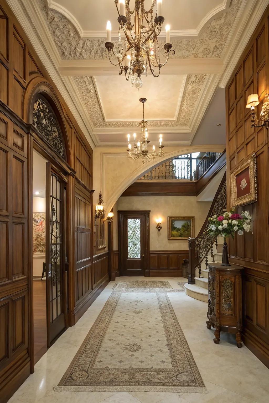 Make a daring statement via complete wall wainscoting.