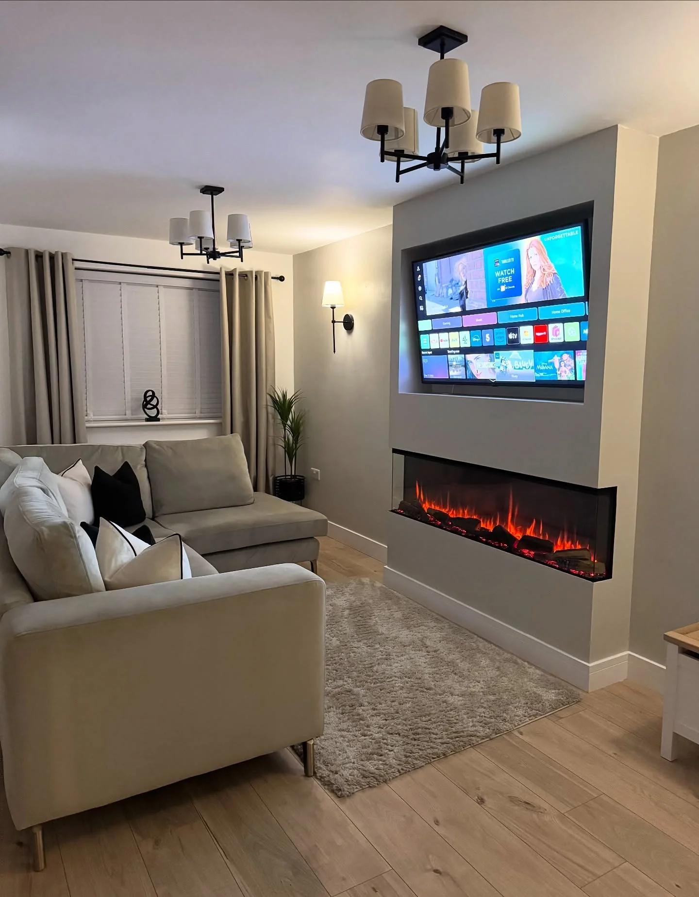 1. Modern Grey Media Wall With Ambient Lighting (Living Room Tv Ideas)