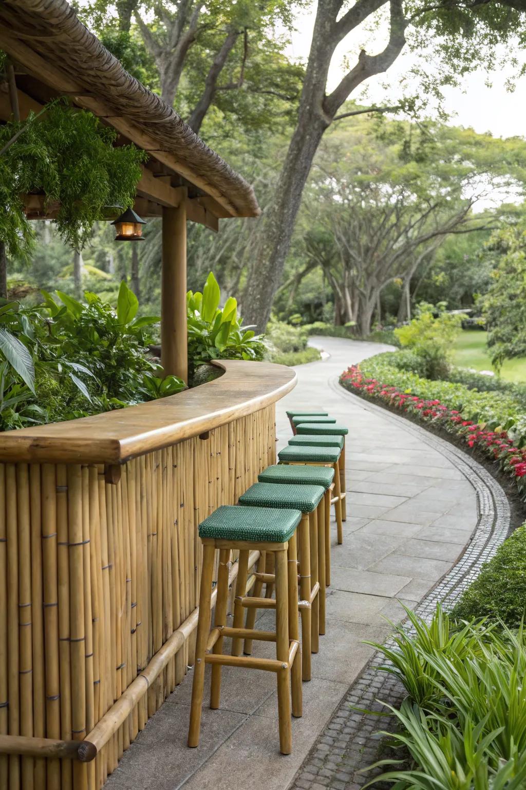 A bamboo bar base captures the authentic island vibe.