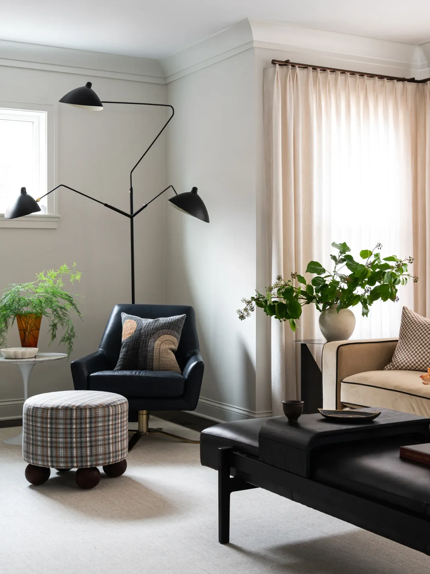 11. Modern Contrast Living Room in Soft Gray and Black (Living Room Design Ideas)