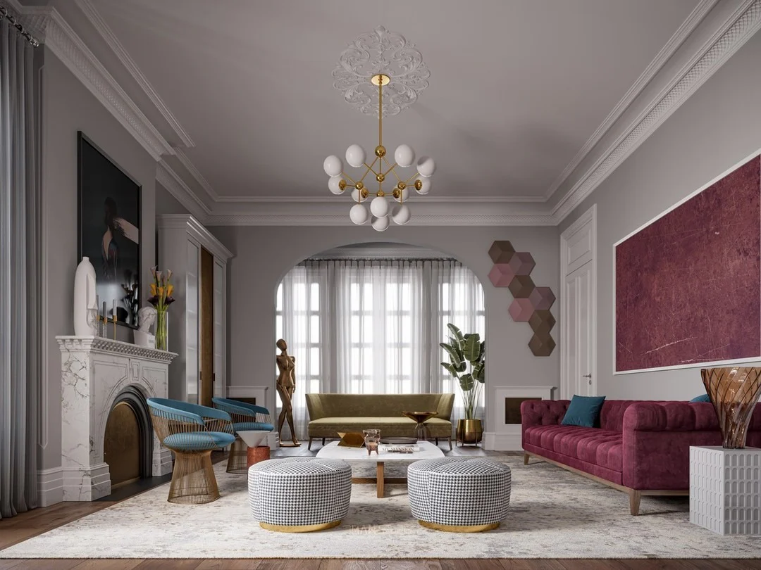 1. Modern Eclectic With a Bold Jewel Palette (Formal Living Room Ideas)